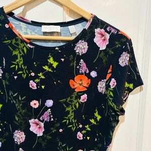 Ted Baker London Black Floral Knit Women's Top Cottage Designer Luxury Premium
